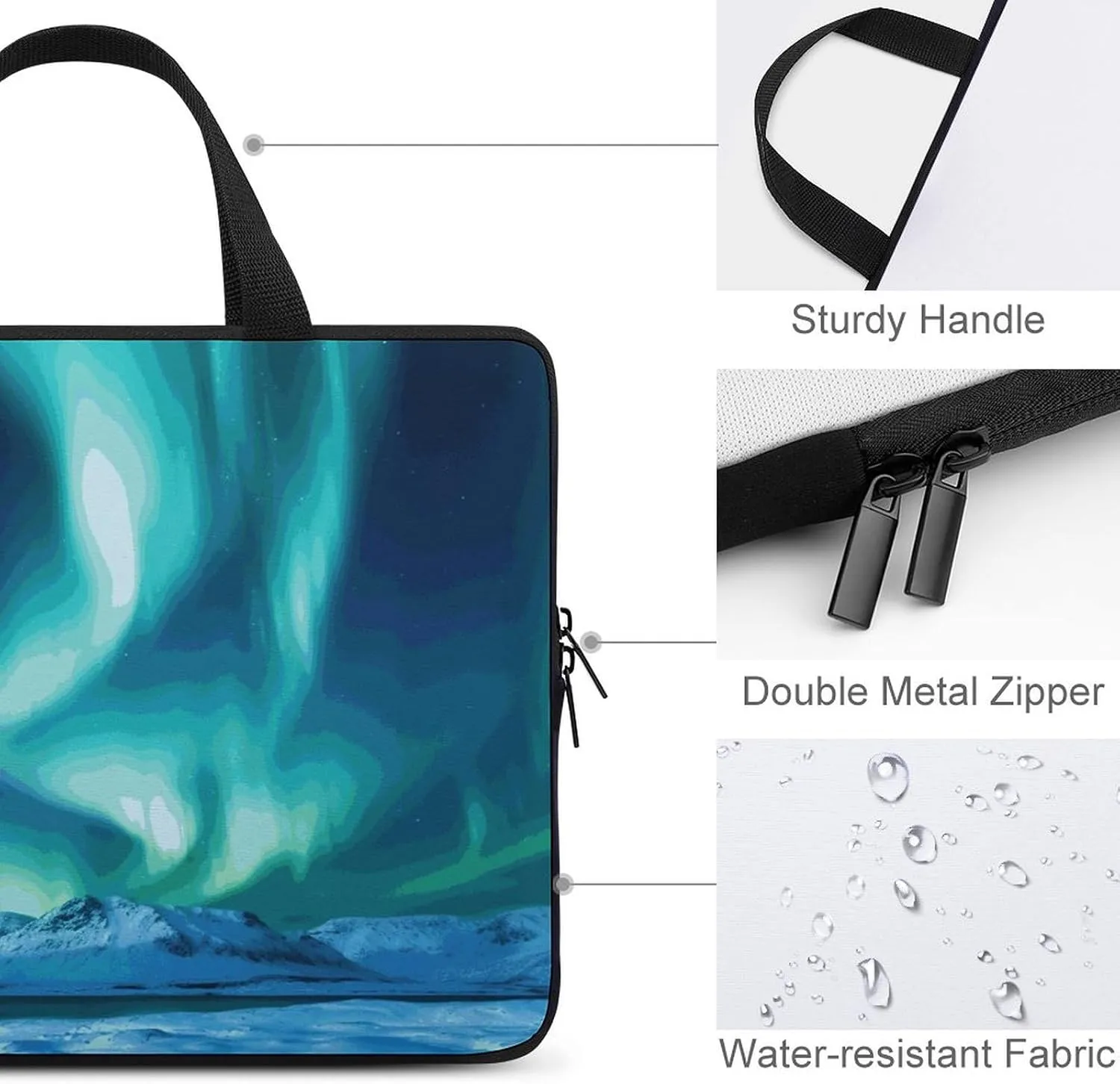 Laptop Bag Ultrathin Northern Lights Printing Laptop Carrying Case Portability Messenger Bags For Work Travel