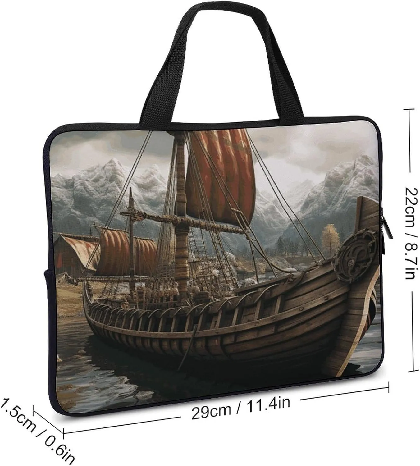 Laptop Bag Ultrathin Old Viking Boat Printing Laptop Carrying Case Portability Messenger Bags For Work Travel
