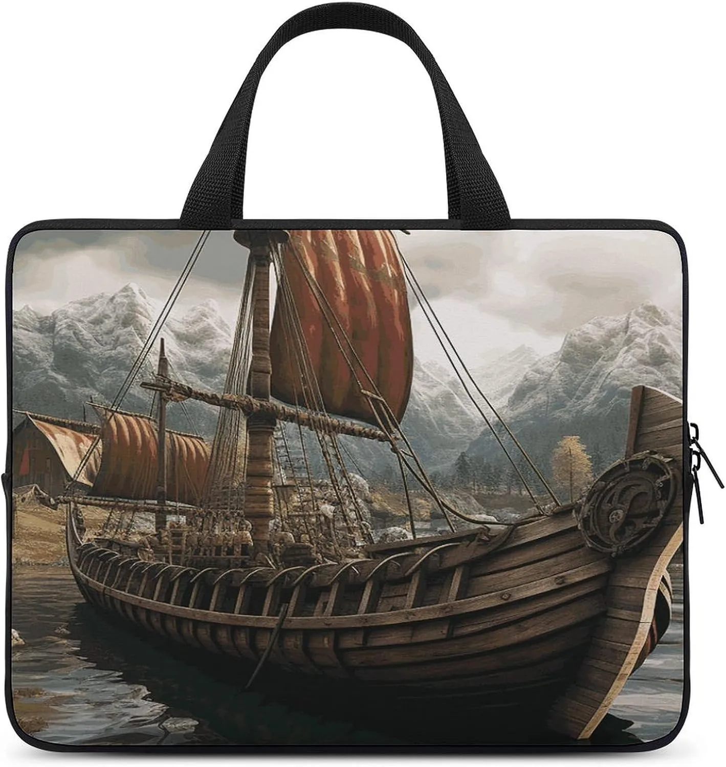Laptop Bag Ultrathin Old Viking Boat Printing Laptop Carrying Case Portability Messenger Bags For Work Travel