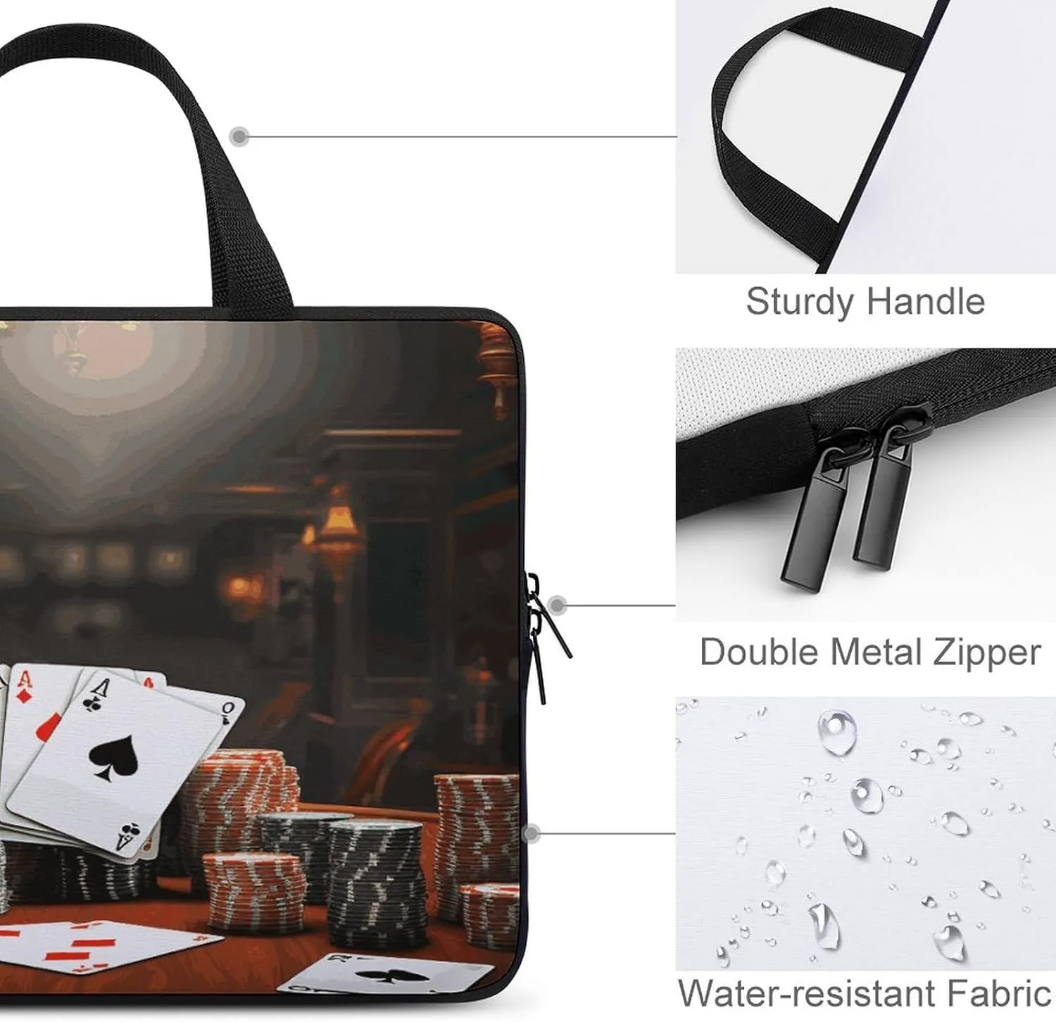 Laptop Bag Ultrathin Poker Tournament Printing Laptop Carrying Case Portability Messenger Bags For Work Travel