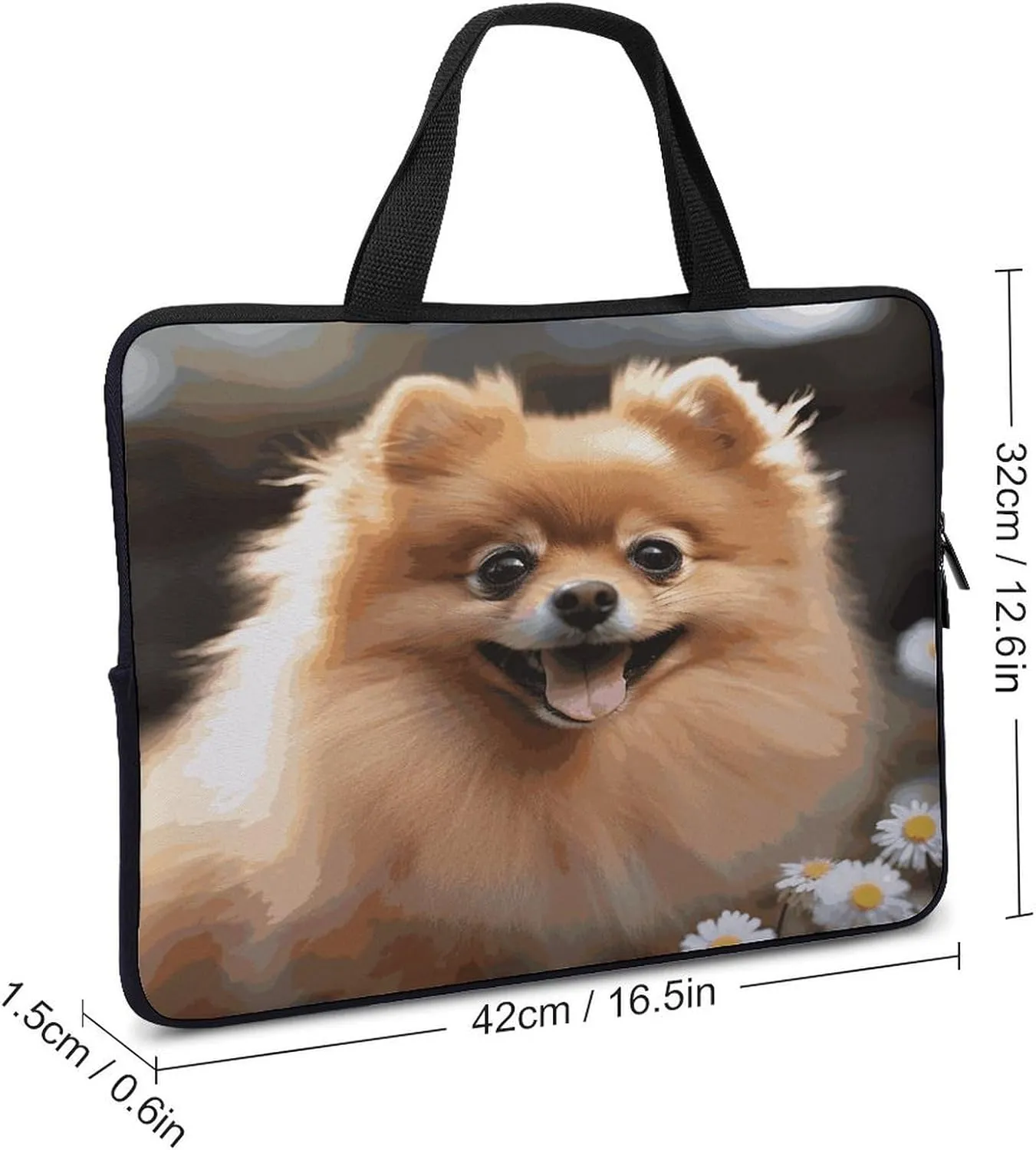 Laptop Bag Ultrathin Pomeranian Dog Printing Laptop Carrying Case Portability Messenger Bags For Work Travel