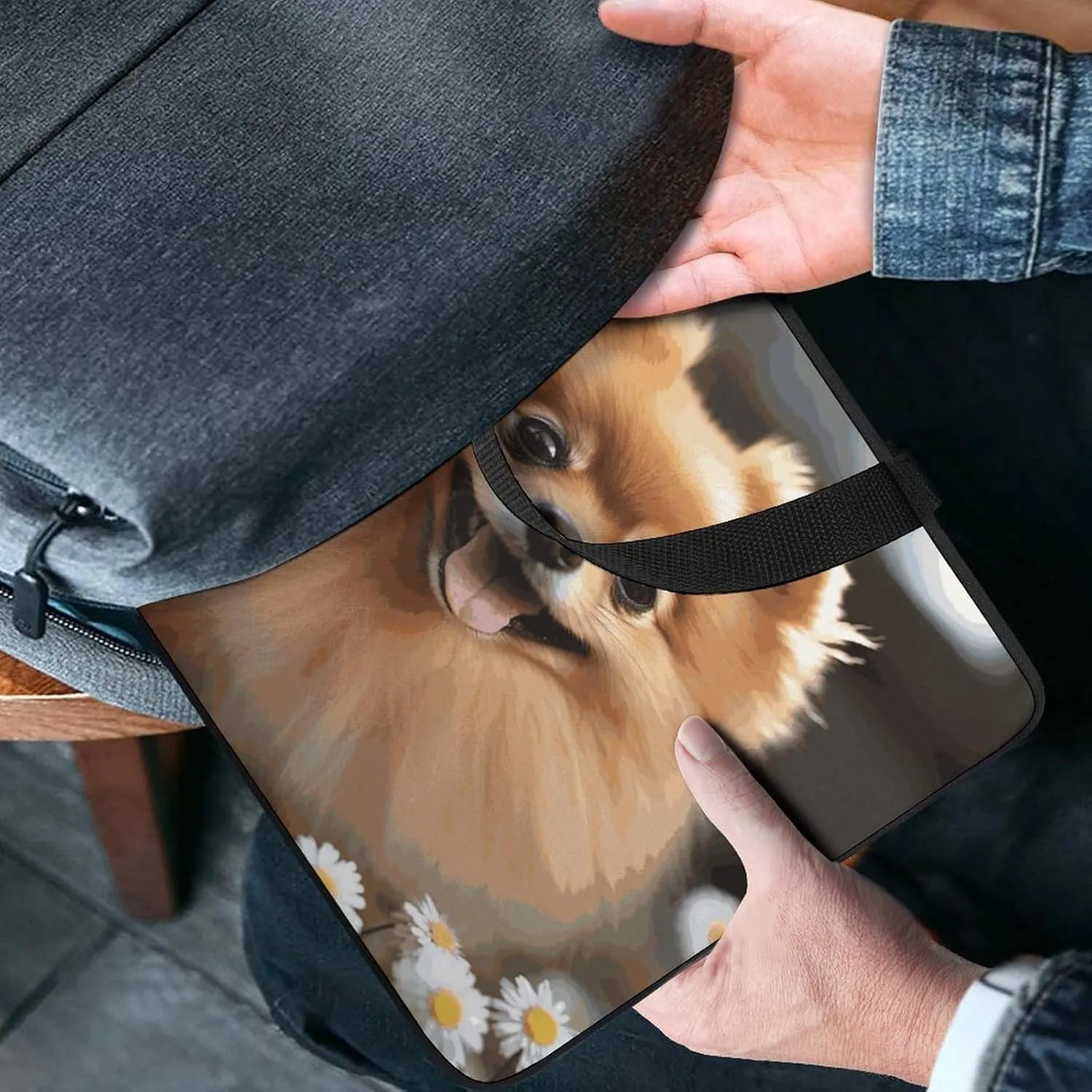 Laptop Bag Ultrathin Pomeranian Dog Printing Laptop Carrying Case Portability Messenger Bags For Work Travel