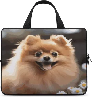 Laptop Bag Ultrathin Pomeranian Dog Printing Laptop Carrying Case Portability Messenger Bags For Work Travel