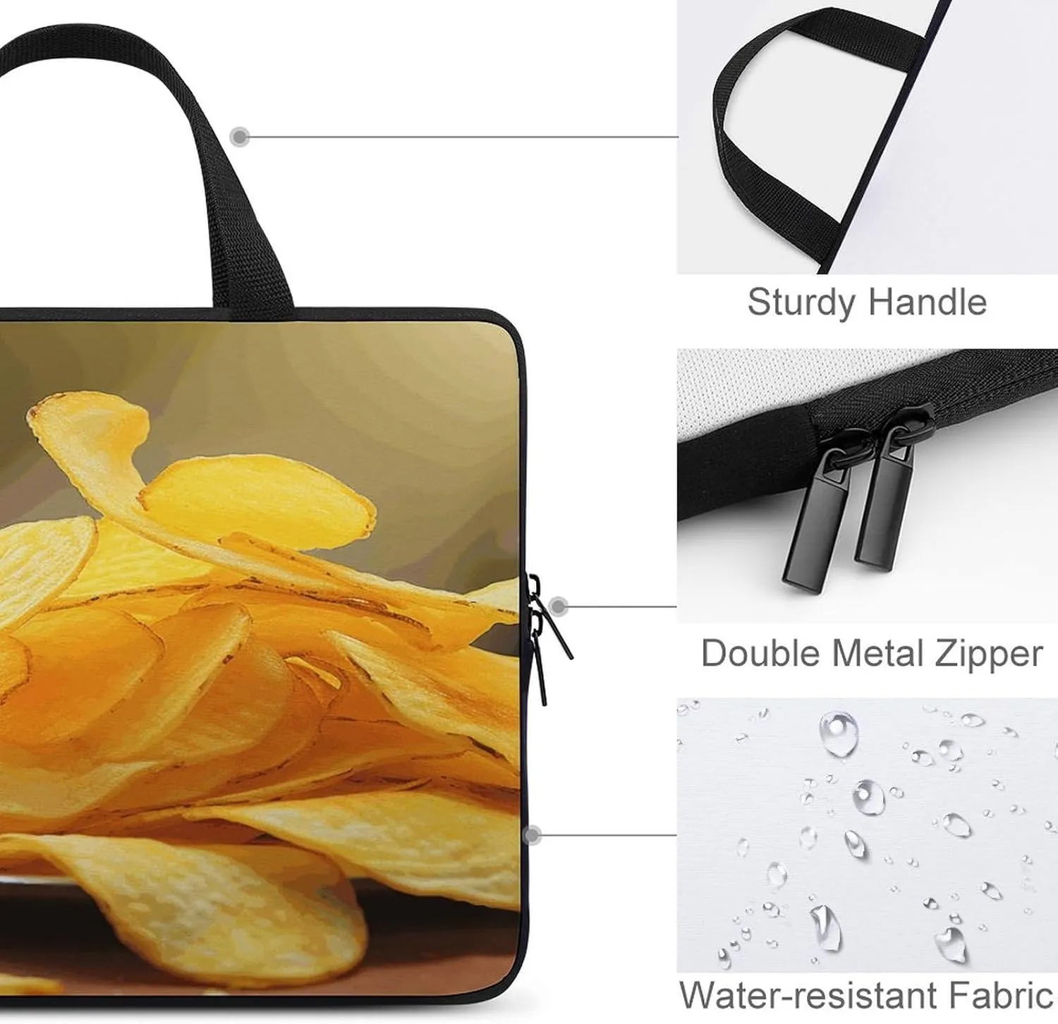 Laptop Bag Ultrathin Potato Chips Printing Laptop Carrying Case Portability Messenger Bags For Work Travel