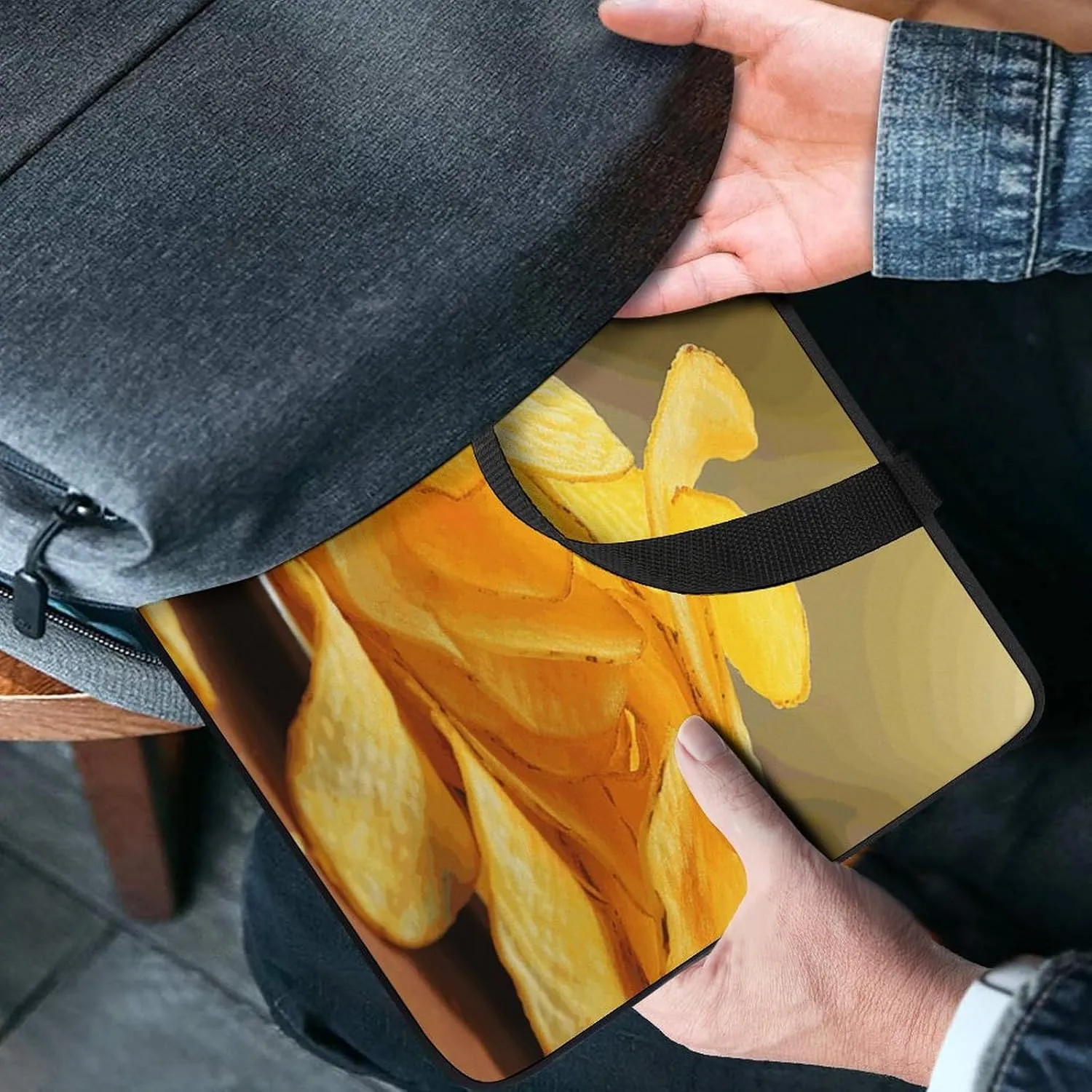 Laptop Bag Ultrathin Potato Chips Printing Laptop Carrying Case Portability Messenger Bags For Work Travel