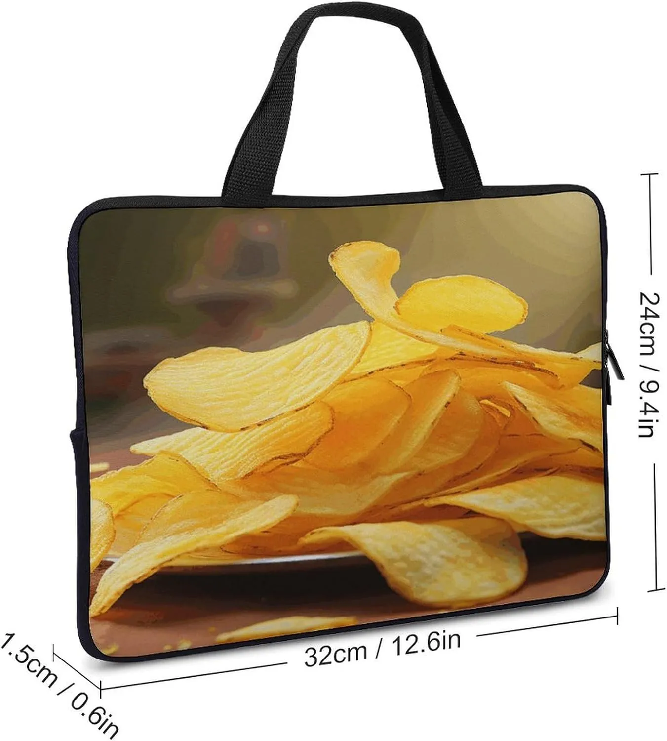 Laptop Bag Ultrathin Potato Chips Printing Laptop Carrying Case Portability Messenger Bags For Work Travel