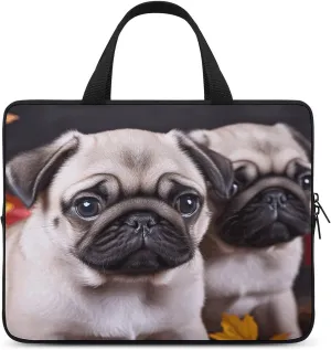Laptop Bag Ultrathin Puppys Pug Printing Laptop Carrying Case Portability Messenger Bags For Work Travel