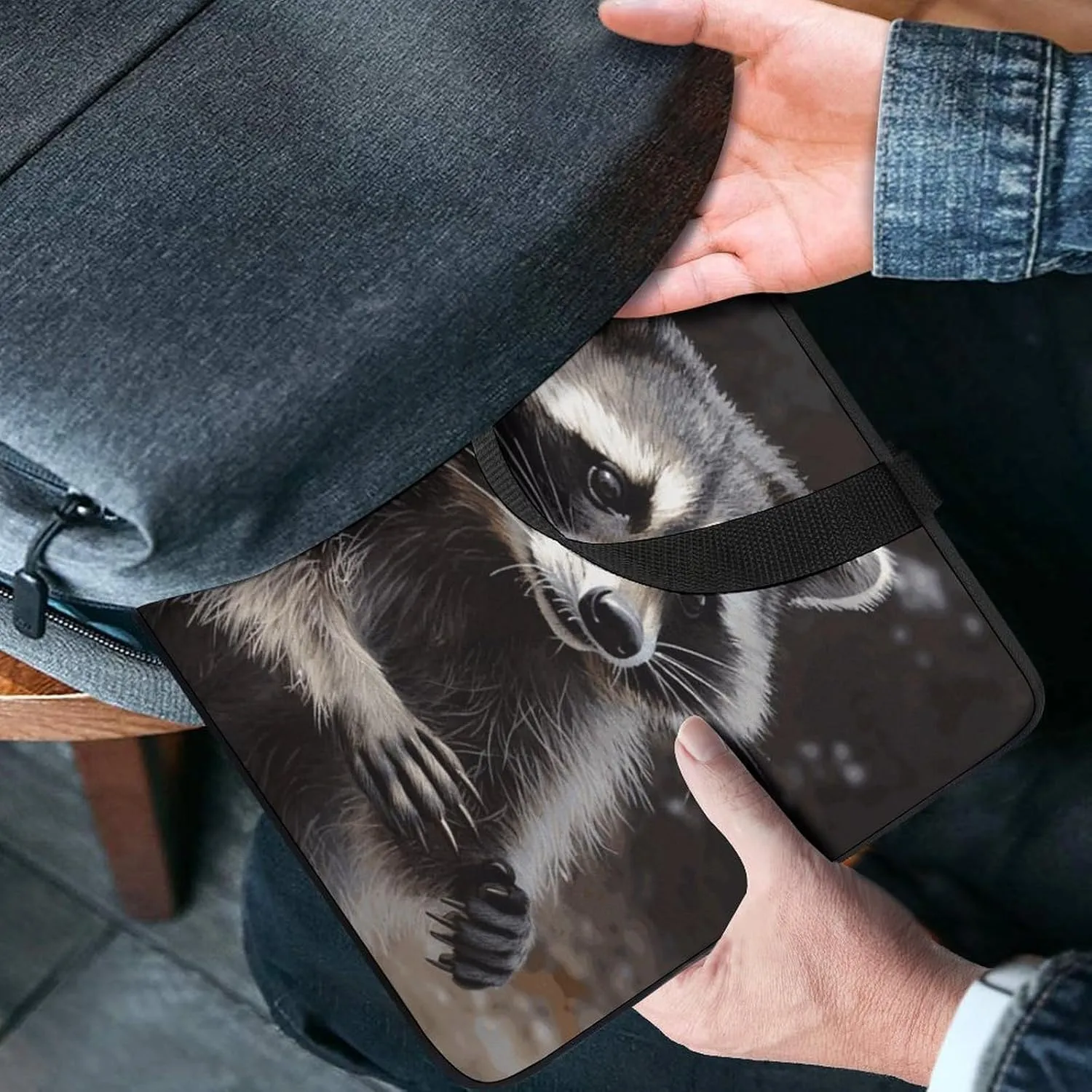Laptop Bag Ultrathin Raccoon Printing Laptop Carrying Case Portability Messenger Bags For Work Travel