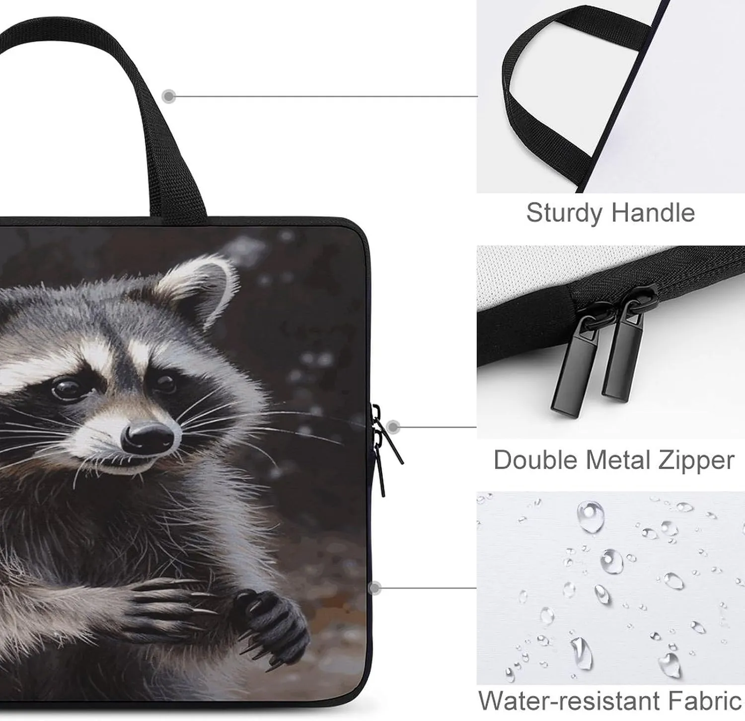 Laptop Bag Ultrathin Raccoon Printing Laptop Carrying Case Portability Messenger Bags For Work Travel