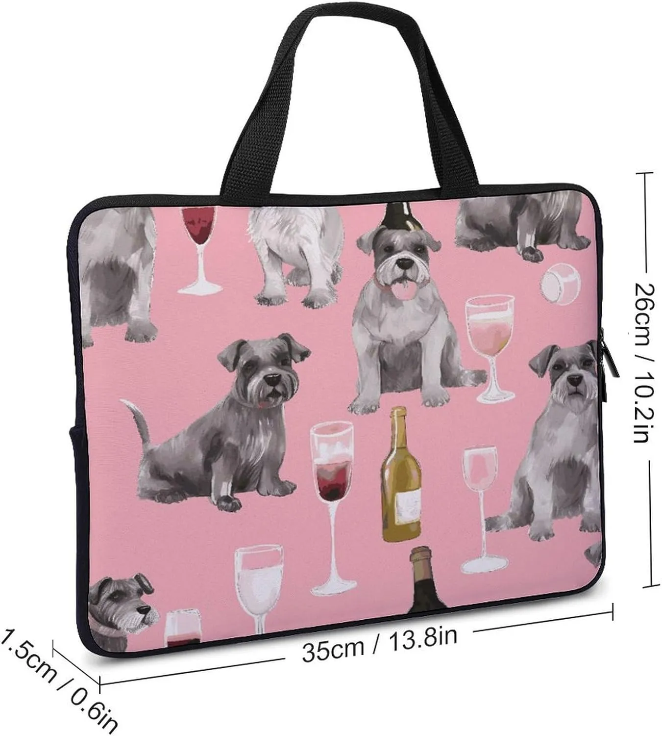 Laptop Bag Ultrathin Schnauzer Printing Laptop Carrying Case Portability Messenger Bags For Work Travel