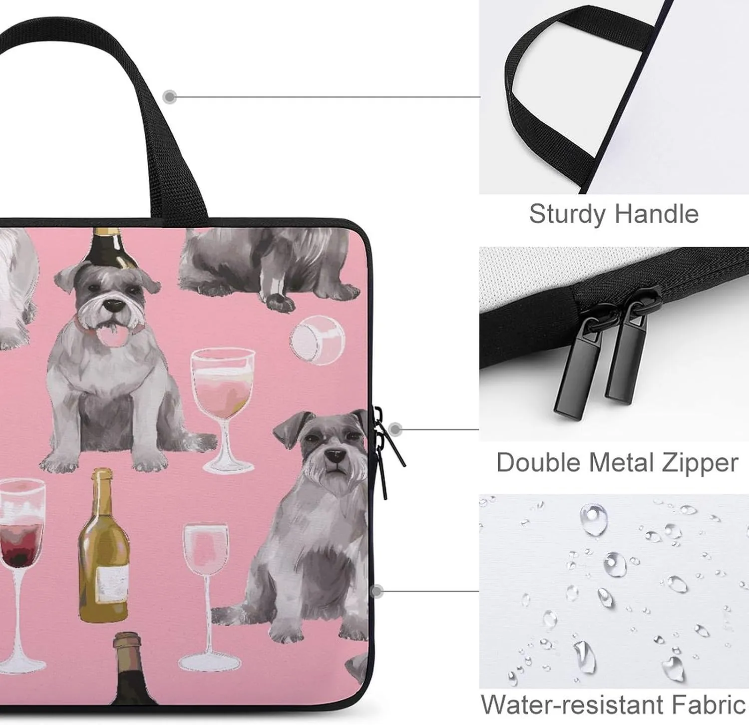 Laptop Bag Ultrathin Schnauzer Printing Laptop Carrying Case Portability Messenger Bags For Work Travel