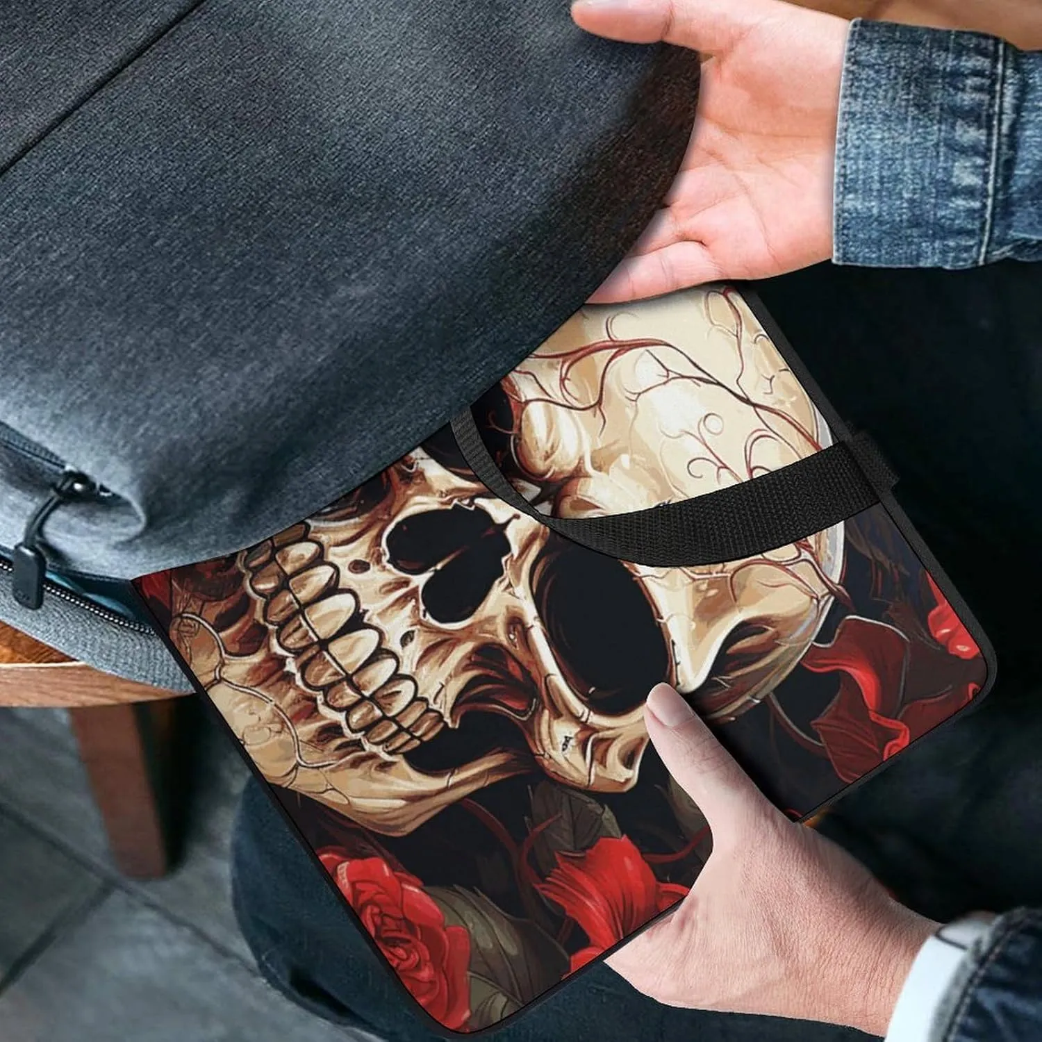 Laptop Bag Ultrathin Skull Rose-Red Printing Laptop Carrying Case Portability Messenger Bags For Work Travel