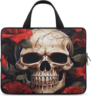 Laptop Bag Ultrathin Skull Rose-Red Printing Laptop Carrying Case Portability Messenger Bags For Work Travel