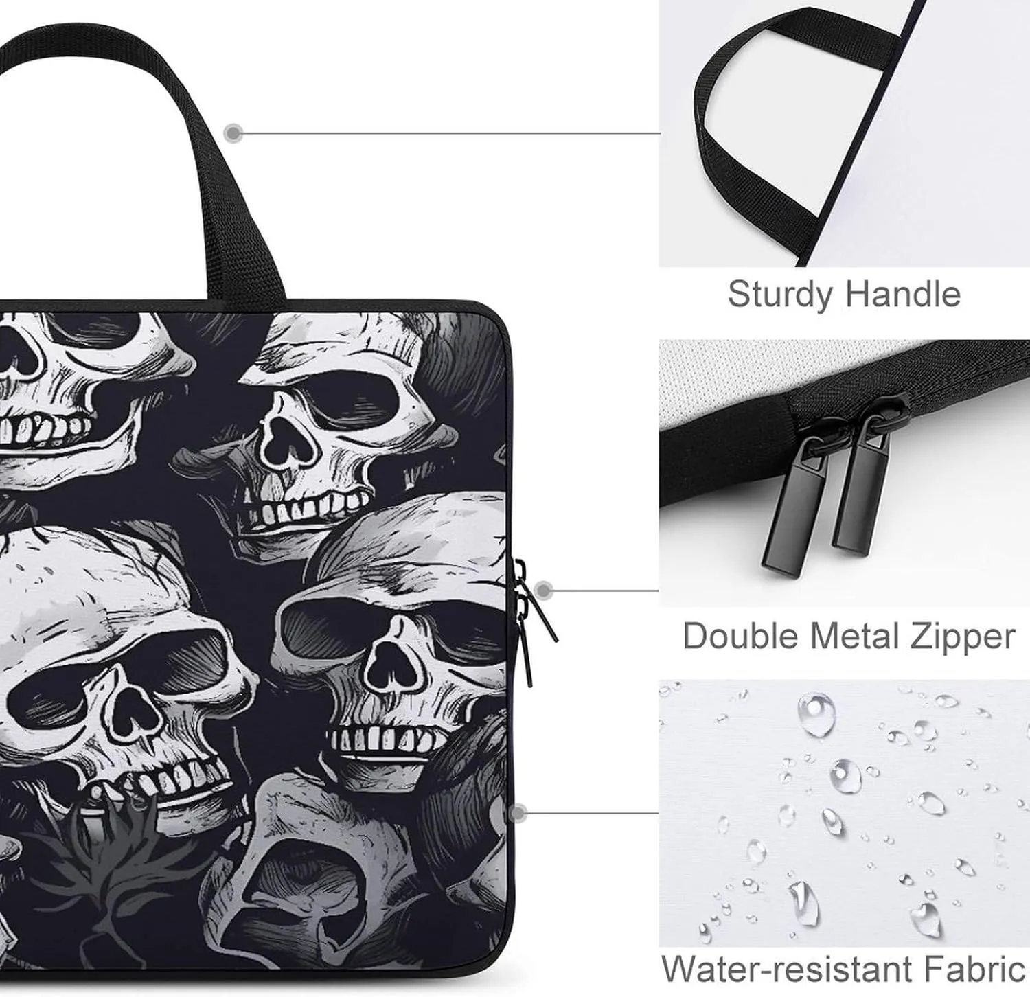 Laptop Bag Ultrathin Skulls Pattern1 Printing Laptop Carrying Case Portability Messenger Bags For Work Travel