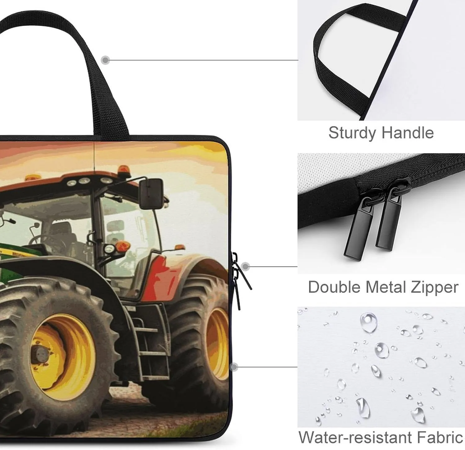 Laptop Bag Ultrathin Tractor Theme Printing Laptop Carrying Case Portability Messenger Bags For Work Travel