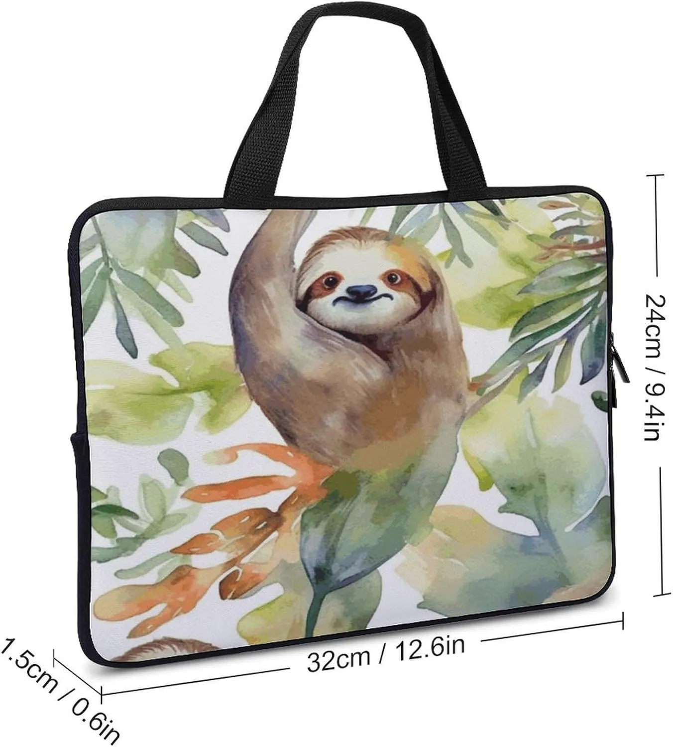 Laptop Bag Ultrathin Watercolor Sloth Printing Laptop Carrying Case Portability Messenger Bags For Work Travel
