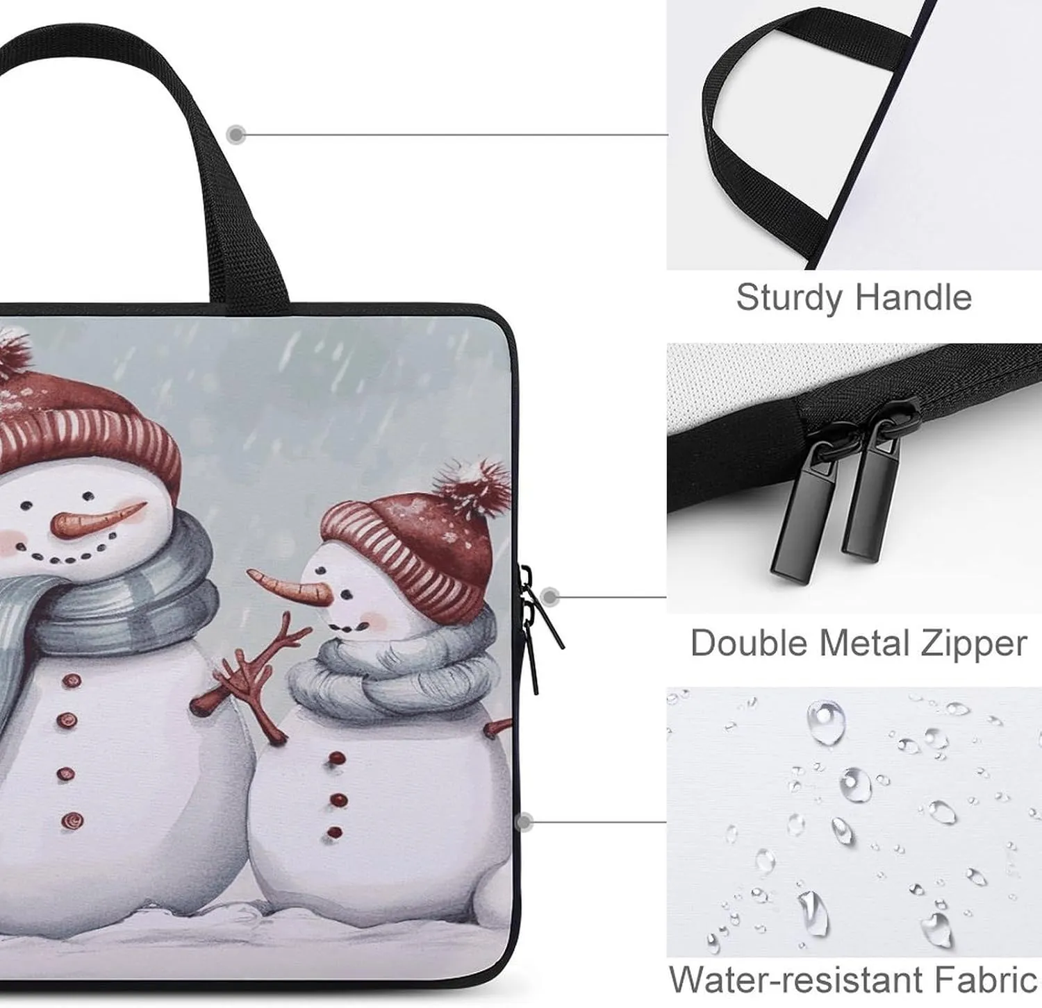 Laptop Bag Ultrathin Winter Snowman Printing Laptop Carrying Case Portability Messenger Bags For Work Travel
