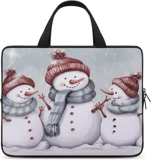 Laptop Bag Ultrathin Winter Snowman Printing Laptop Carrying Case Portability Messenger Bags For Work Travel