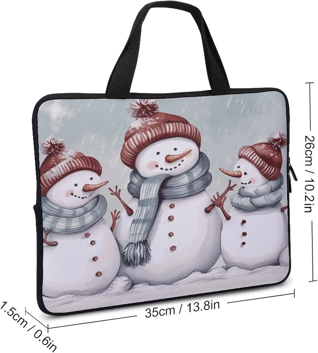 Laptop Bag Ultrathin Winter Snowman Printing Laptop Carrying Case Portability Messenger Bags For Work Travel