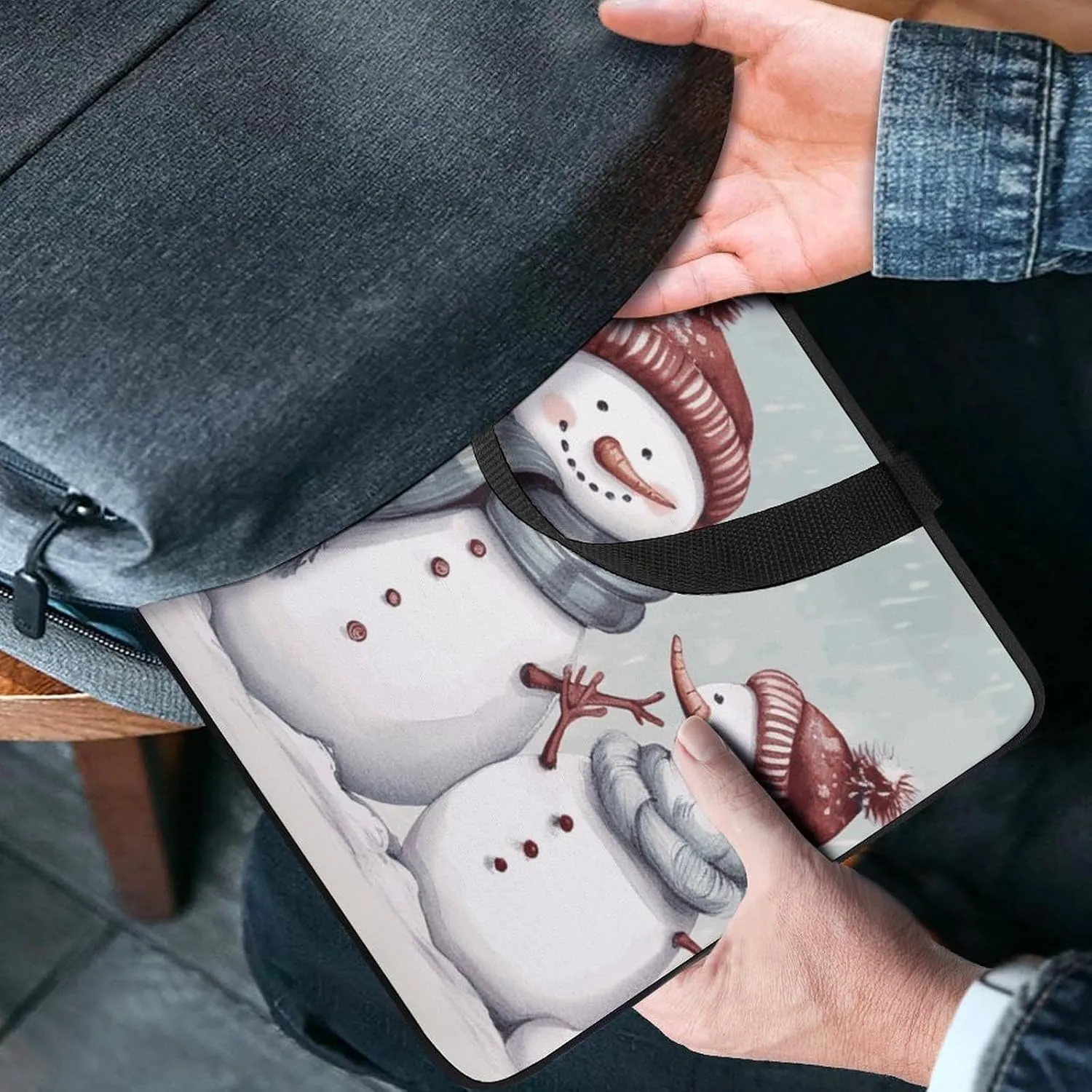 Laptop Bag Ultrathin Winter Snowman Printing Laptop Carrying Case Portability Messenger Bags For Work Travel
