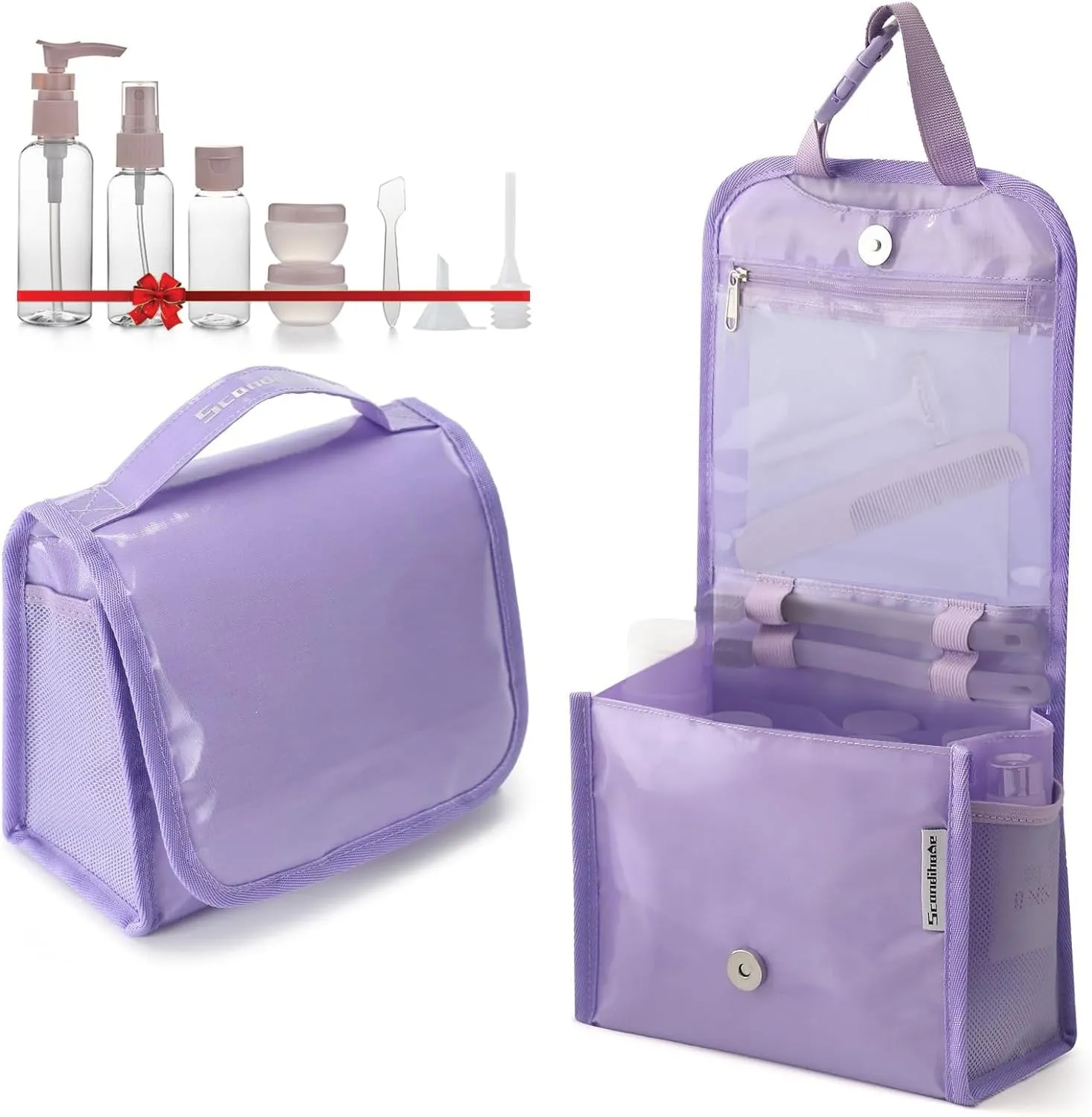 Large Capacity Toiletry Bag Travel Toiletry Bag for Women Portable Handle Waterproof Zipper Multifunctional Outdoor Travel Makeup Cosmetic Organizer Case Pouch Purple