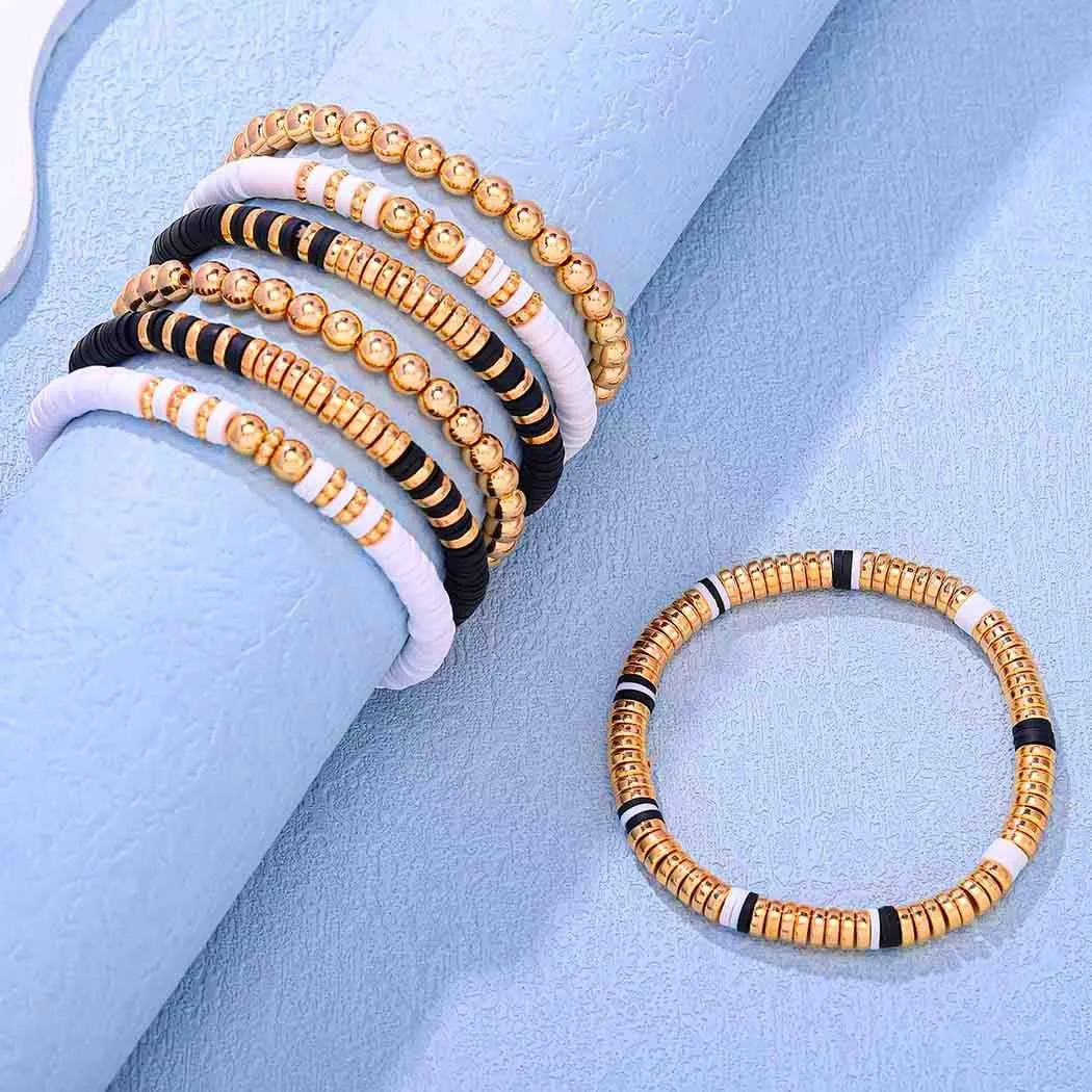 Latious Easter Stretch Bracelets Colorful Stackable Clay Beads Bracelet Set Bunny Egg Pendant Bracelets for Women