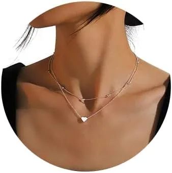 Layered Lover Choker Necklace Heart Pendant Chains Love Necklaces Jewelry for Women