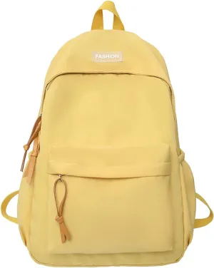 Leather Backpack Purse for Women Adjustable Shoulder Belt Zipper Backpacks Outdoor Travel Slim Laptop Backpack(Yellow)