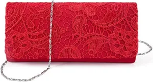 LIFEWISH Women's Floral Lace Evening Purse Party Clutch Bags Bridal Wedding Purse Handbag
