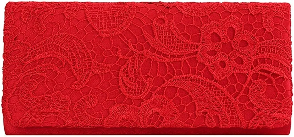 LIFEWISH Women's Floral Lace Evening Purse Party Clutch Bags Bridal Wedding Purse Handbag