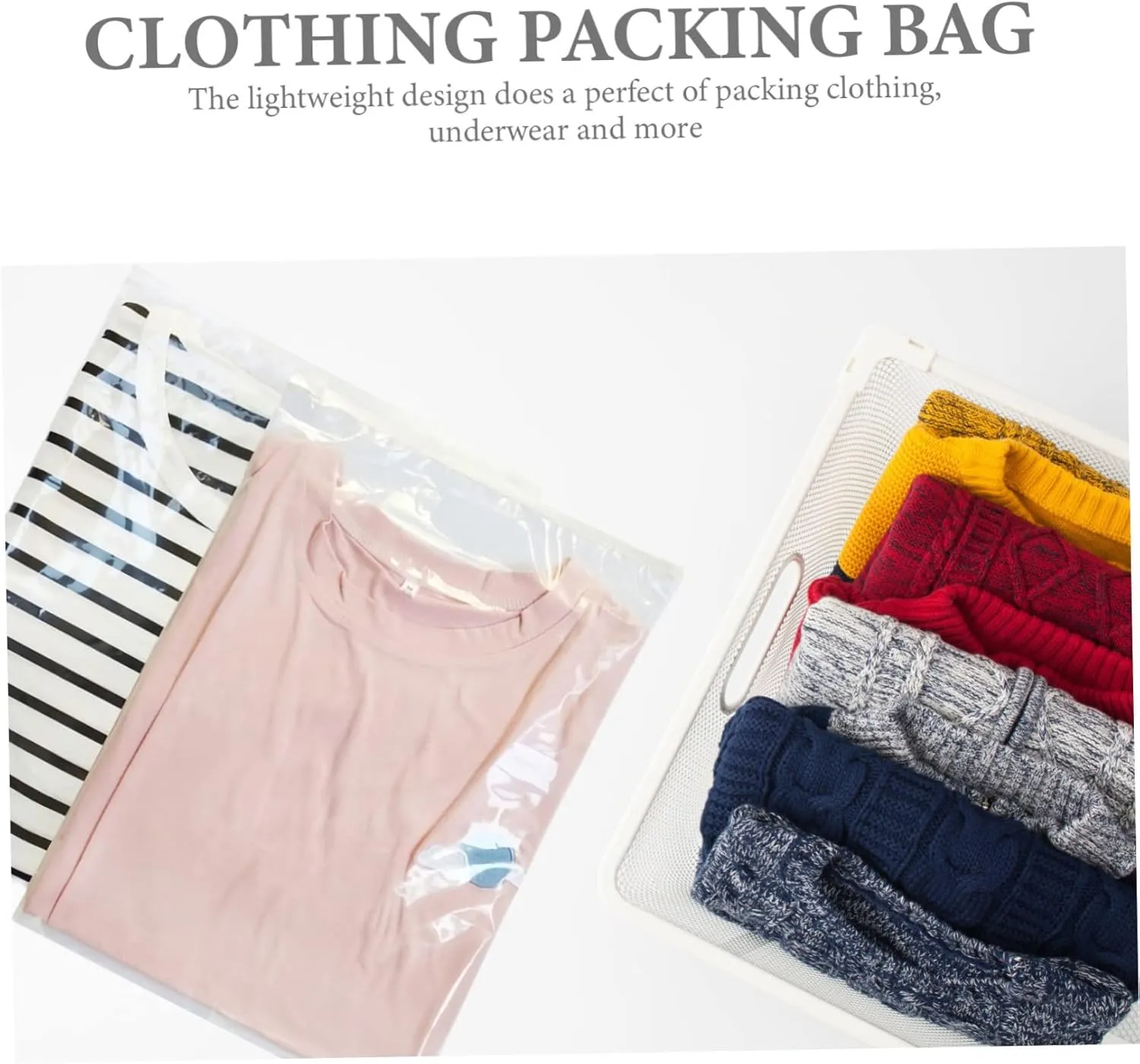 LIFKOME 2sets Organizer Bags for Travel Sealed Moving Bags Drawstring Garment Storage Sub 100pcs*2