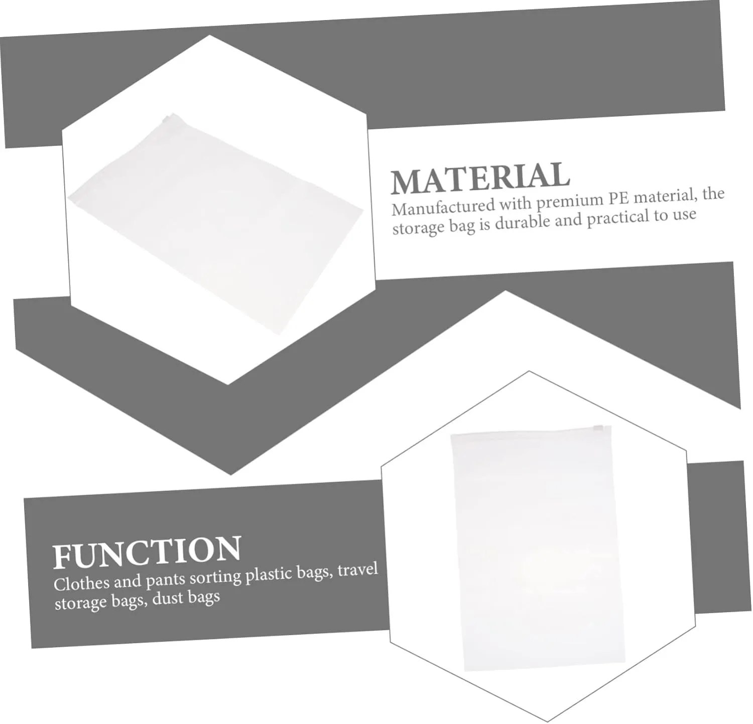 LIFKOME 2sets Organizer Bags for Travel Sealed Moving Bags Drawstring Garment Storage Sub 100pcs*2