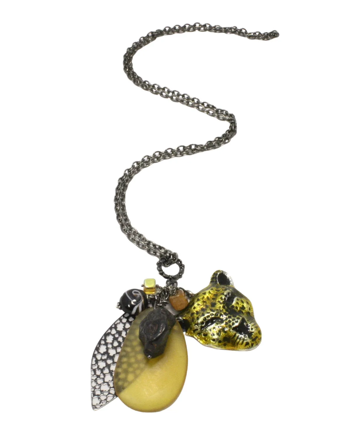 Long Gemstone Cheetah Necklace