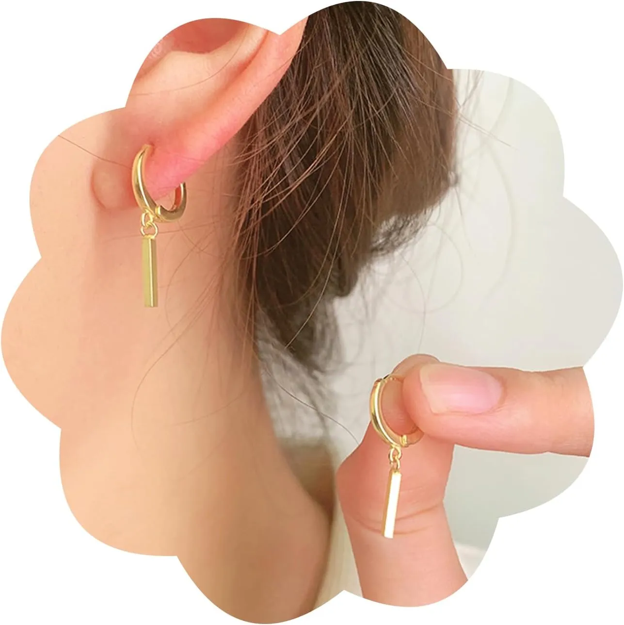 Long Vertical Bar Drop Dangle Earring Minimalist Dainty Hoop Bar Earrings Simple Geometric Leverback Earrings Hypoallergenic Line Stick Earring for Women