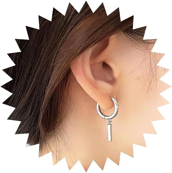 Long Vertical Bar Drop Dangle Earring Minimalist Dainty Hoop Bar Earrings Simple Geometric Leverback Earrings Hypoallergenic Line Stick Earring for Women