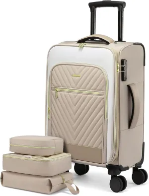 LOVEVOOK Carry On Luggage 22x14x9 Airline Approved, 21 Inch Softside Suitcases with Wheels, Lightweight Spinner Carry on Suitcase with TSA Lock