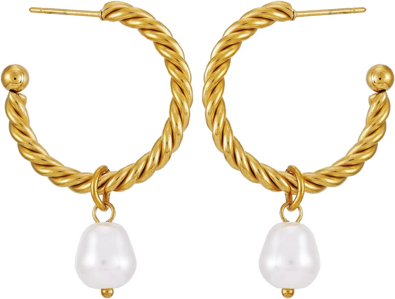 Lucky Brand Real Gold Plated, Imitation Pearl Drop Dangle Earrings