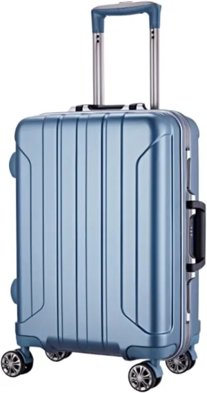 Luggage Suitcases With Wheels Aluminum Alloy Trolley Case Classic Thick Stripe Suitcases Portable Durable Lugage Suitcase Spinner Luggages (Color : A, Size : 24inch)