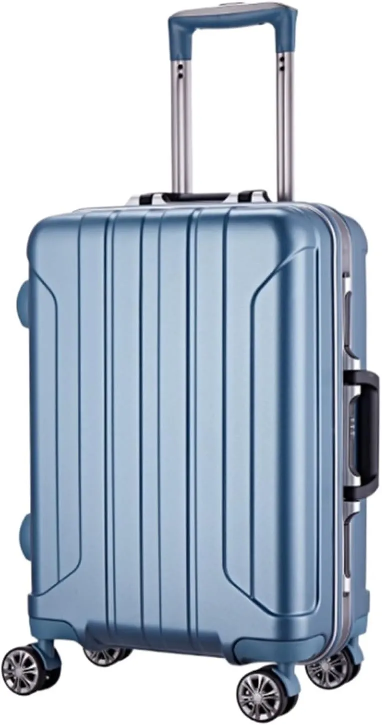 Luggage Suitcases With Wheels Aluminum Alloy Trolley Case Classic Thick Stripe Suitcases Portable Durable Lugage Suitcase Spinner Luggages (Color : A, Size : 24inch)