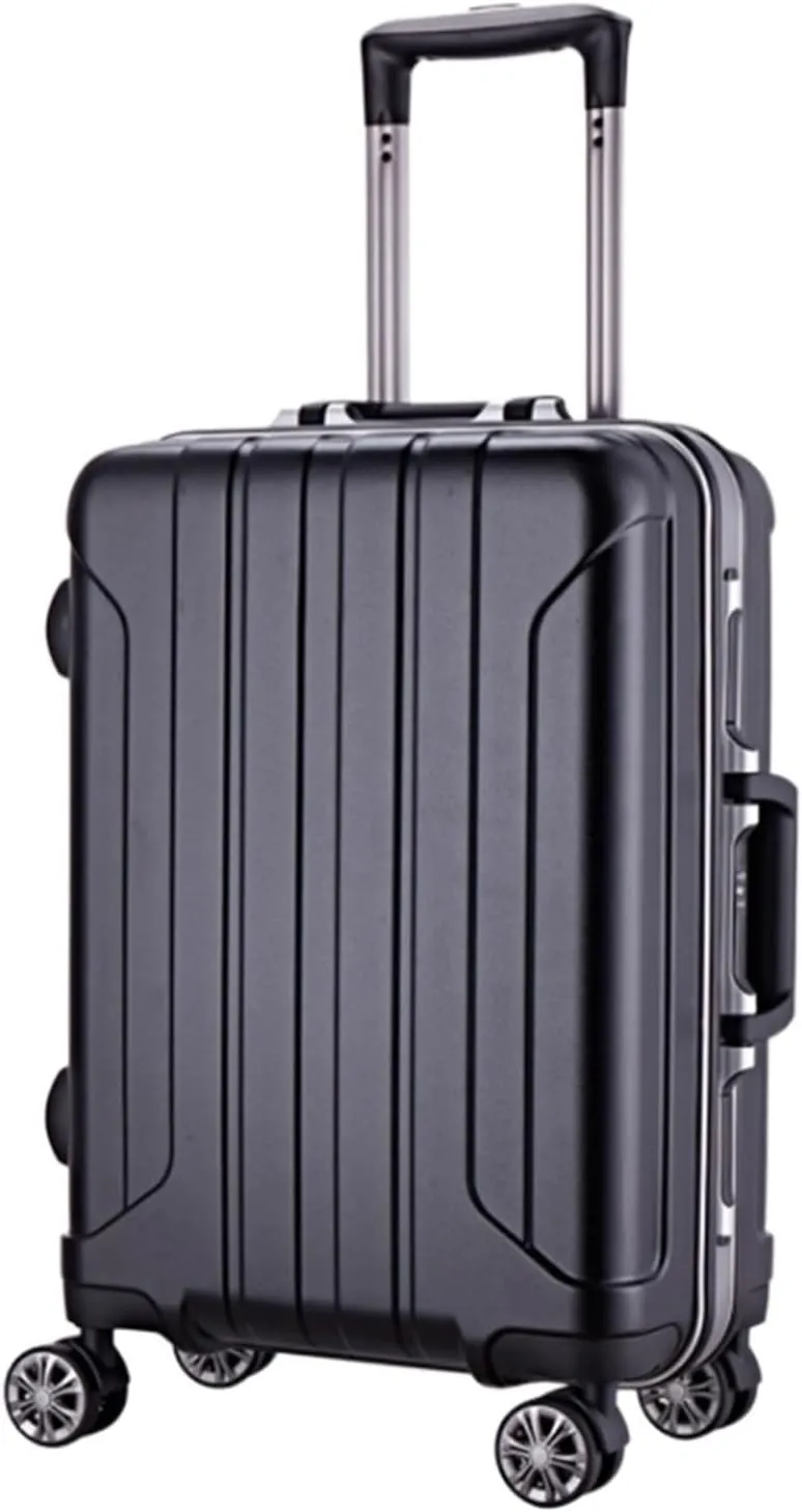 Luggage Suitcases With Wheels Aluminum Alloy Trolley Case Classic Thick Stripe Suitcases Portable Durable Lugage Suitcase Spinner Luggages (Color : B, Size : 20inch)