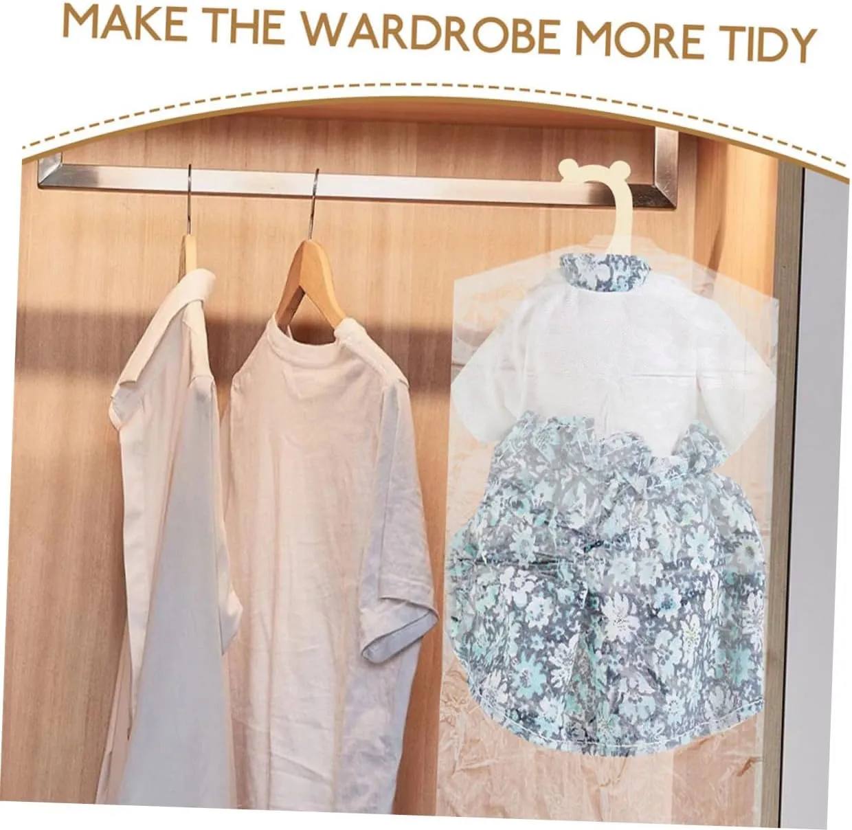 Luxshiny Hanging Garment Bags Set of 40 Plastic Storage Bags for Dresses Long Gowns Travel Coat Organizer for Storage