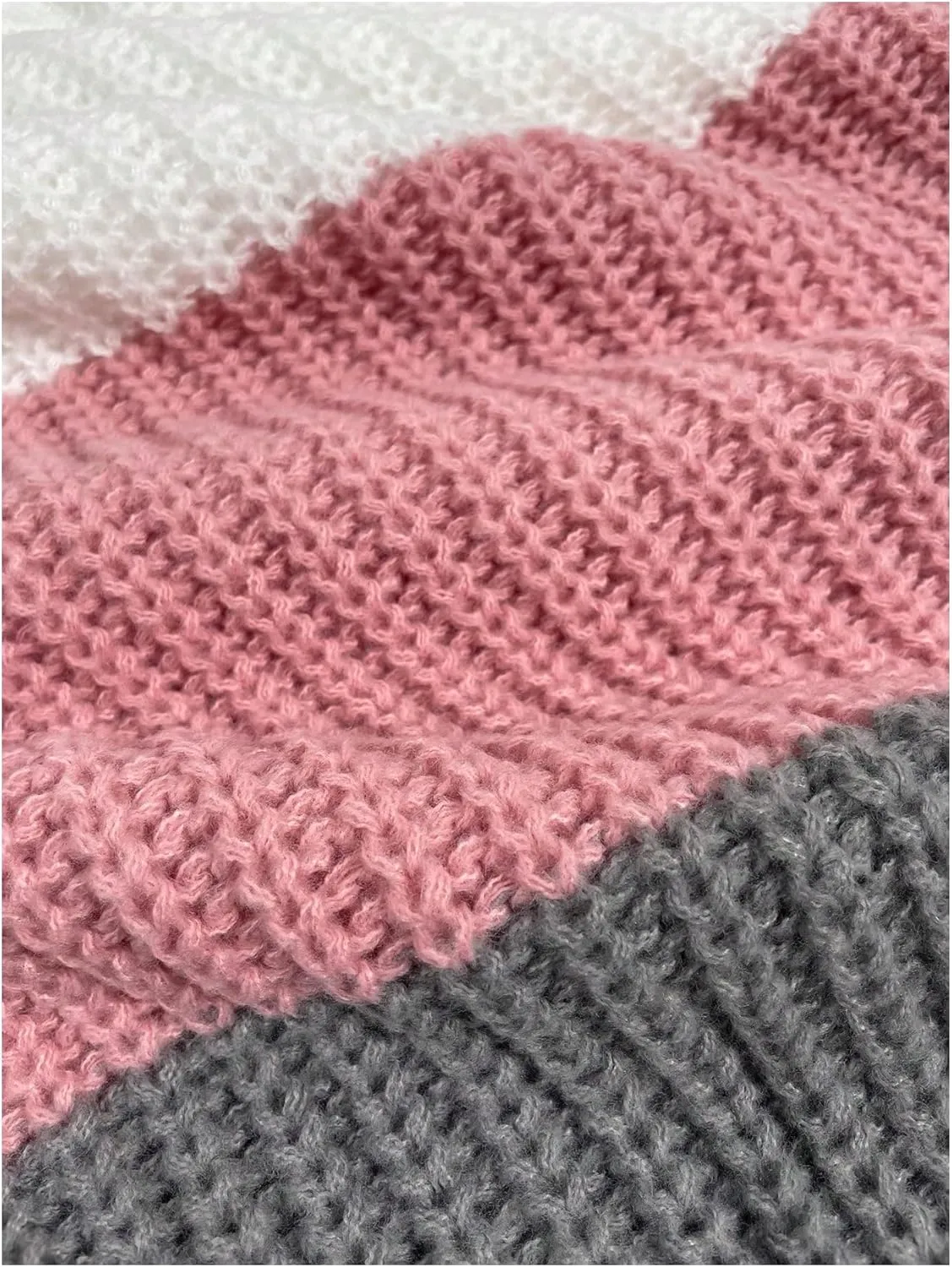MakeMeChic Women's Off Shoulder Sweater Knitwear Color Block Long Sleeve Loose Knit Tops