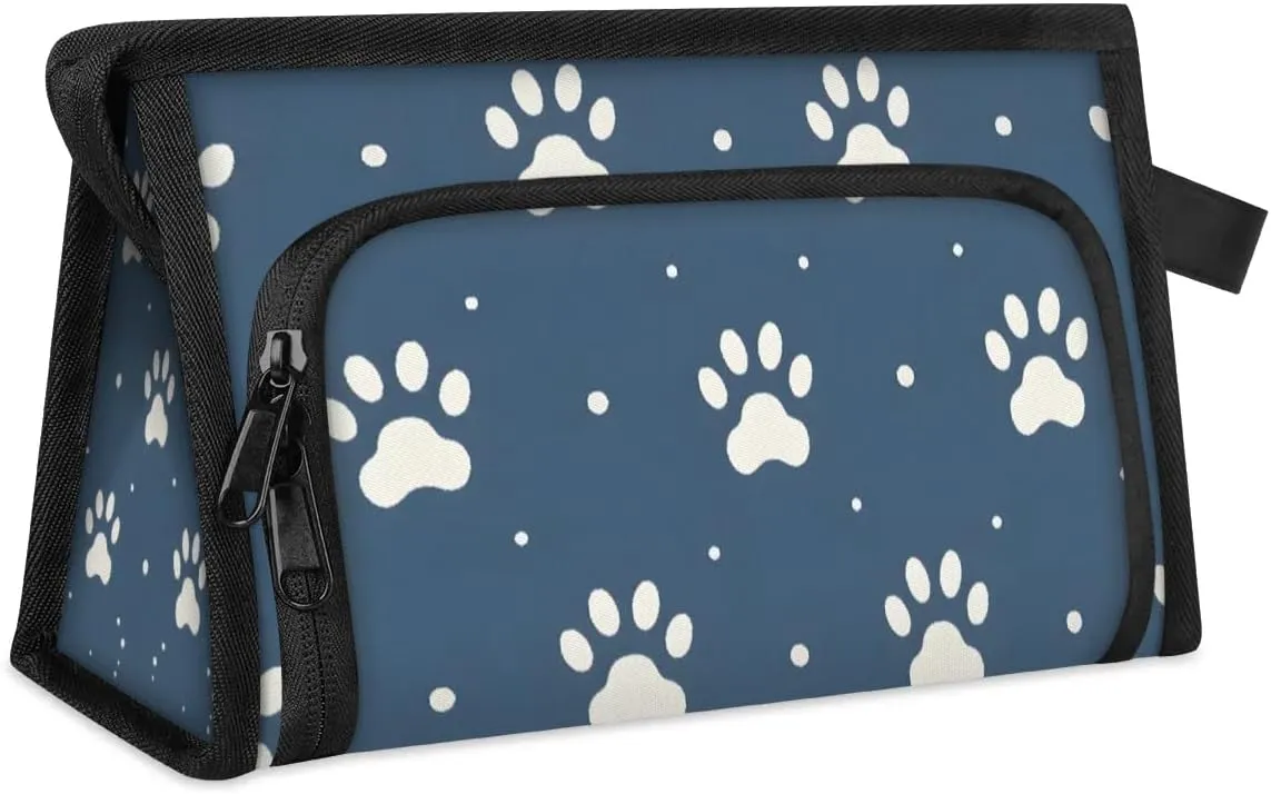 Makeup Bag Cute Paw Prints Travel Toiletry Bag Makeup Organizer Portable Make Up Bags for Women Cosmetic Bag with Handle