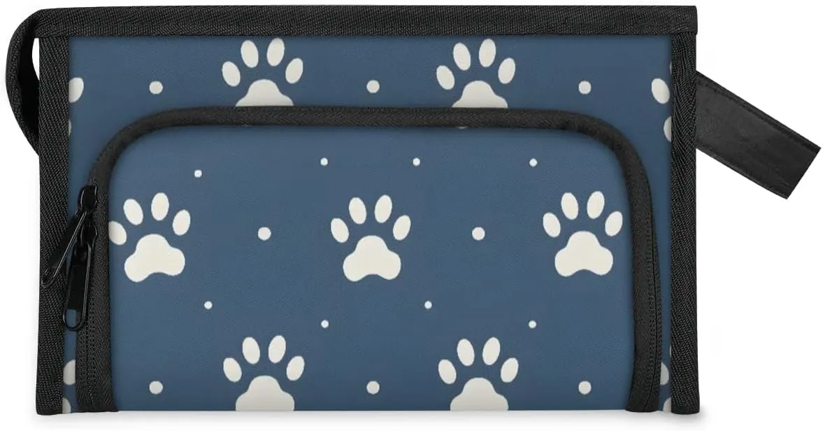 Makeup Bag Cute Paw Prints Travel Toiletry Bag Makeup Organizer Portable Make Up Bags for Women Cosmetic Bag with Handle