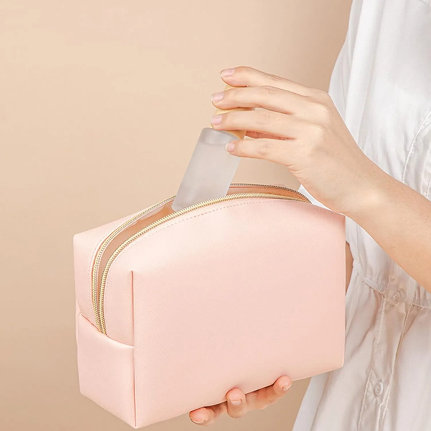 Makeup Bag,Large Capacity PU Leather Waterproof Portable Small Makeup Bag,Toiletry Bag,Travel Cosmetic Bag,Makeup Bag Organizer for Girls Women Gifts Daughter