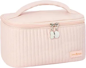 Makeup Bags for Women 2025 New Upgrade Portable Waterproof PU Leather Large Capacity Pink Makeup Bag,Travel Toiletry Bag,Cosmetic Bag,Small Makeup Pouch for Daughter Girls Gifts Women
