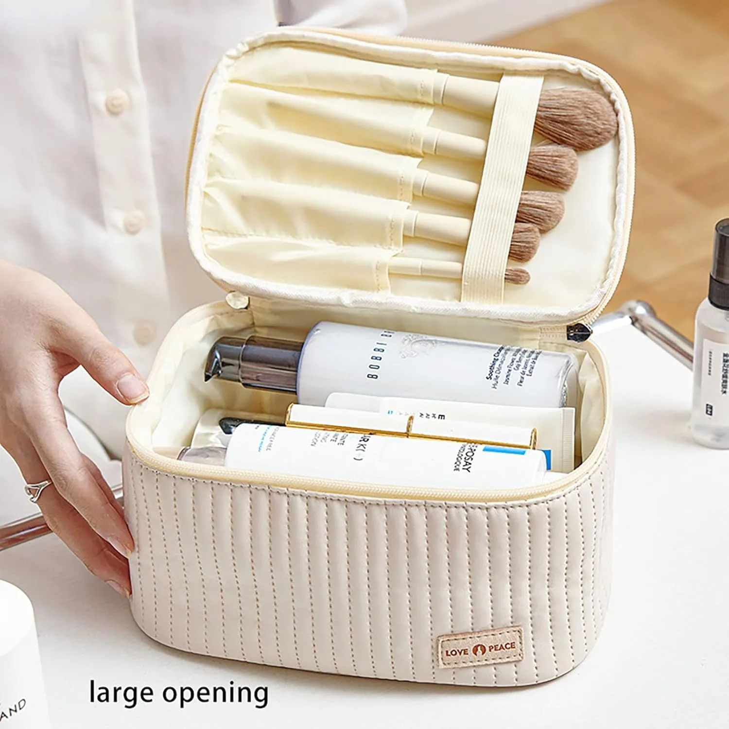 Makeup Bags for Women 2025 New Upgrade PU Leather Large Capacity Waterproof Portable Makeup Bag Organizer,Travel Toiletry Bag,Small Cosmetic Bag,Small Makeup Bag for Daughter Women Girls Gifts