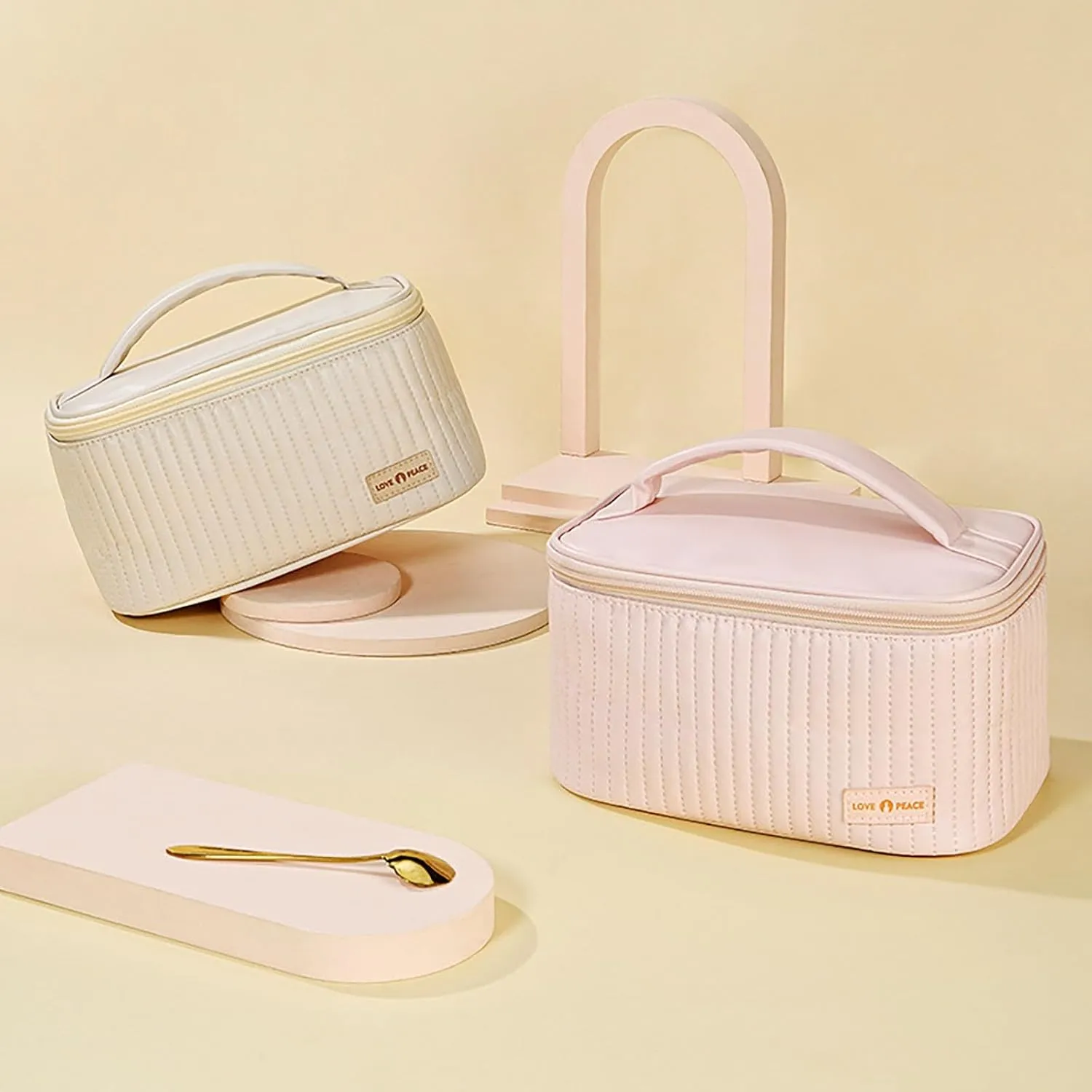 Makeup Bags for Women 2025 New Upgrade PU Leather Large Capacity Waterproof Portable Makeup Bag Organizer,Travel Toiletry Bag,Small Cosmetic Bag,Small Makeup Bag for Daughter Women Girls Gifts