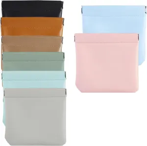 mayace Pocket Cosmetic Bag - 8 Pcs Small Makeup Bag Pocket Cosmetic Bag Squeeze Top No Zipper Self-closing Makeup Pouch, Waterproof Mini Travel Storage Makeup Cosmetics Bag for Women Girls
