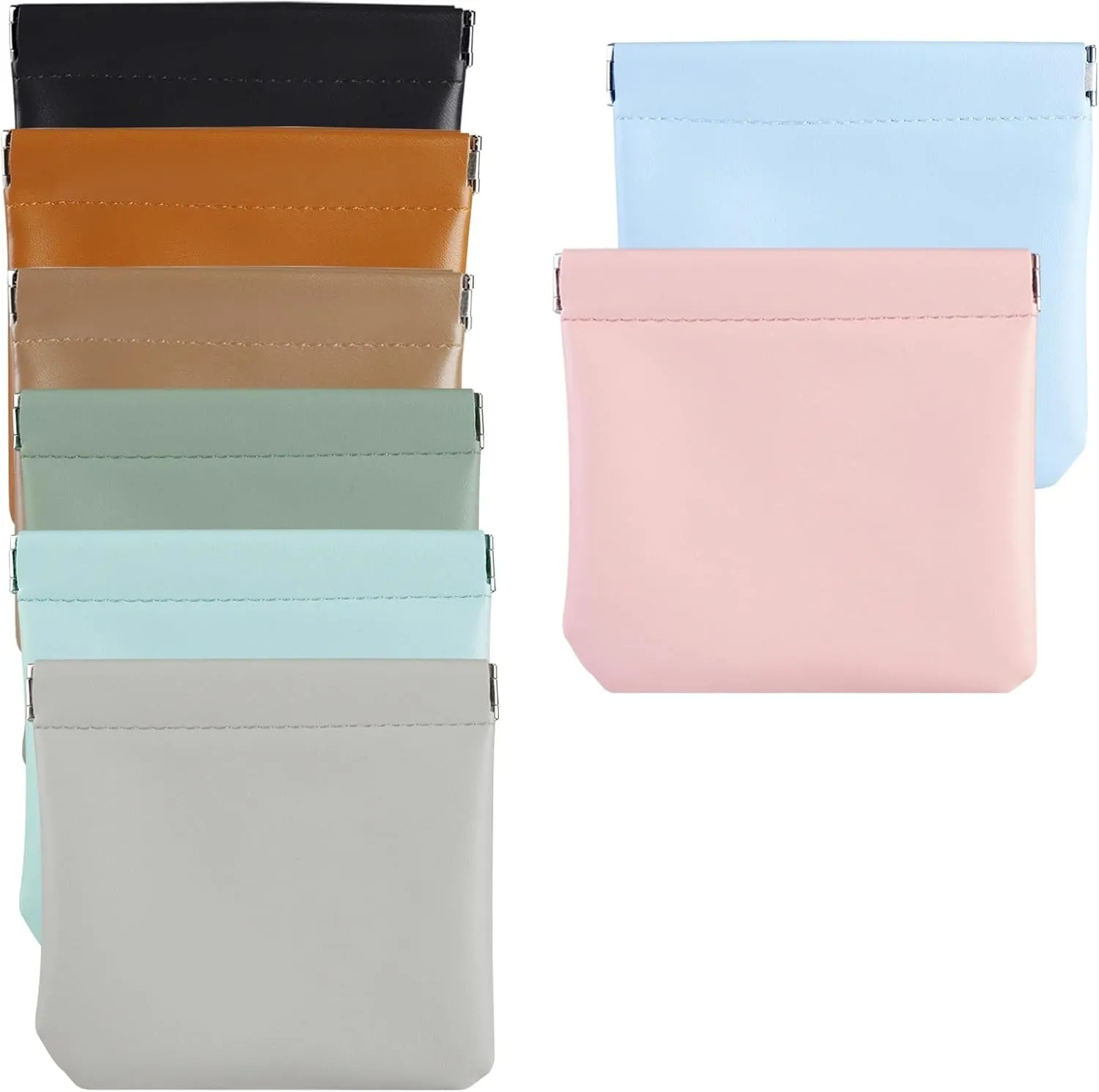 mayace Pocket Cosmetic Bag - 8 Pcs Small Makeup Bag Pocket Cosmetic Bag Squeeze Top No Zipper Self-closing Makeup Pouch, Waterproof Mini Travel Storage Makeup Cosmetics Bag for Women Girls